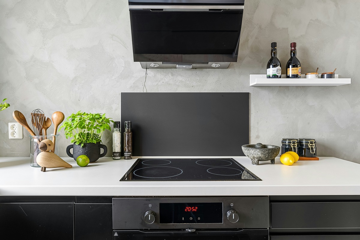 modern kitchen with an electric cooktop